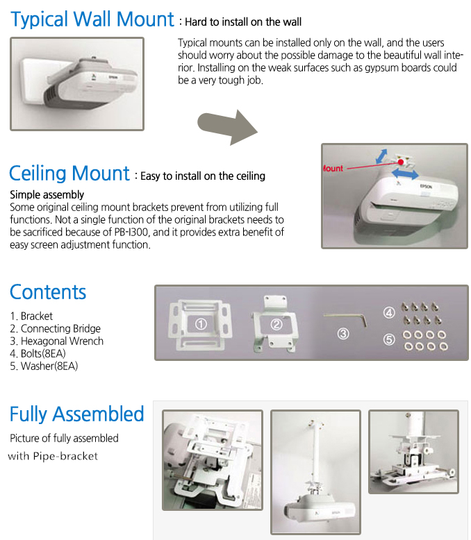 Projector Ceiling Mount Sytem Projector Mounting Bracket Universal Projector Assembly Parts With Steel Material